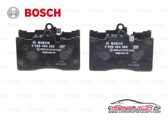 Achat de BOSCH 0 986 494 252 Kit de plaquettes de frein, frein à disque pas chères