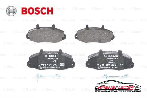 Achat de BOSCH 0 986 494 292 Kit de plaquettes de frein, frein à disque pas chères