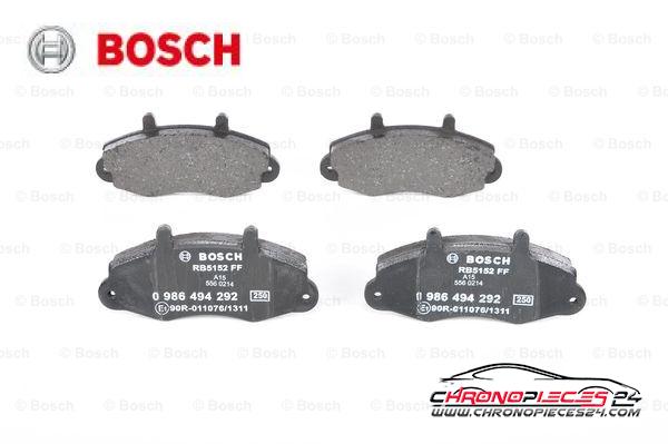 Achat de BOSCH 0 986 494 292 Kit de plaquettes de frein, frein à disque pas chères