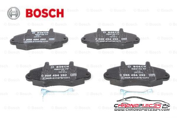 Achat de BOSCH 0 986 494 292 Kit de plaquettes de frein, frein à disque pas chères