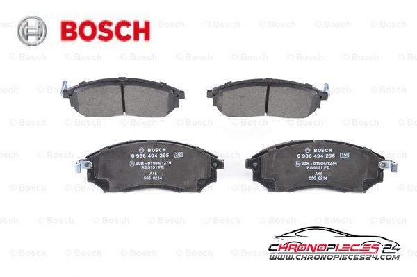 Achat de BOSCH 0 986 494 295 Kit de plaquettes de frein, frein à disque pas chères