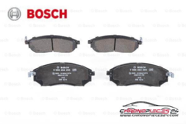 Achat de BOSCH 0 986 494 295 Kit de plaquettes de frein, frein à disque pas chères