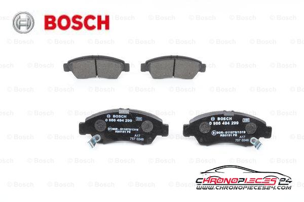 Achat de BOSCH 0 986 494 299 Kit de plaquettes de frein, frein à disque pas chères