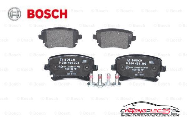 Achat de BOSCH 0 986 494 303 Kit de plaquettes de frein, frein à disque pas chères