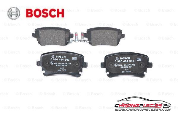 Achat de BOSCH 0 986 494 303 Kit de plaquettes de frein, frein à disque pas chères