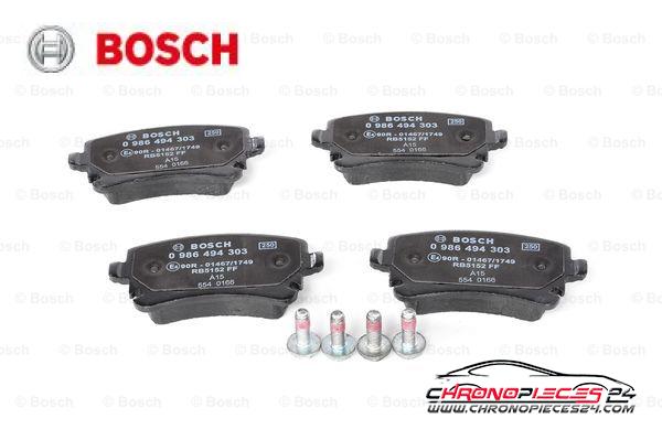 Achat de BOSCH 0 986 494 303 Kit de plaquettes de frein, frein à disque pas chères