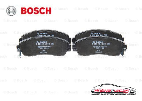 Achat de BOSCH 0 986 494 308 Kit de plaquettes de frein, frein à disque pas chères