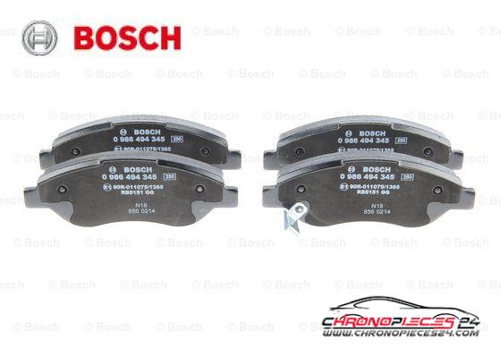 Achat de BOSCH 0 986 494 345 Kit de plaquettes de frein, frein à disque pas chères