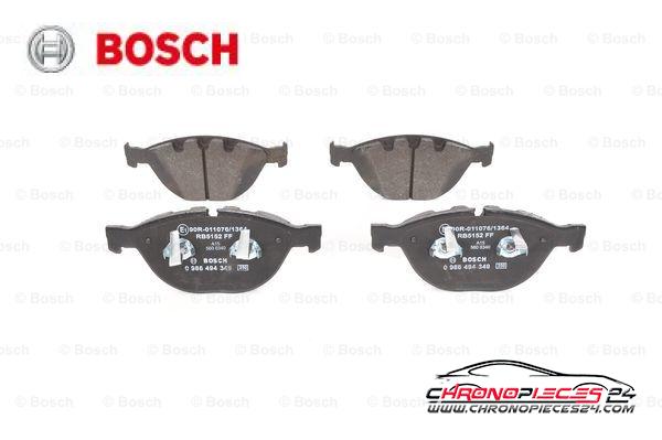 Achat de BOSCH 0 986 494 349 Kit de plaquettes de frein, frein à disque pas chères