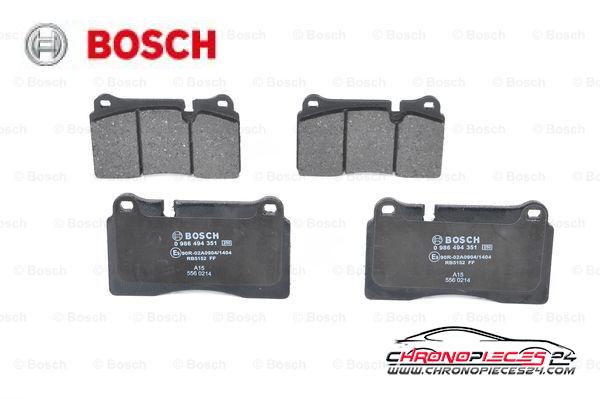 Achat de BOSCH 0 986 494 351 Kit de plaquettes de frein, frein à disque pas chères