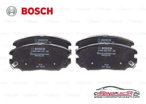 Achat de BOSCH 0 986 494 374 Kit de plaquettes de frein, frein à disque pas chères