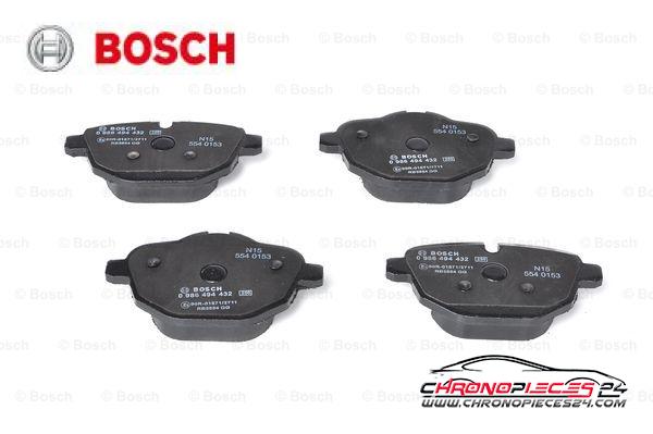 Achat de BOSCH 0 986 494 432 Kit de plaquettes de frein, frein à disque pas chères