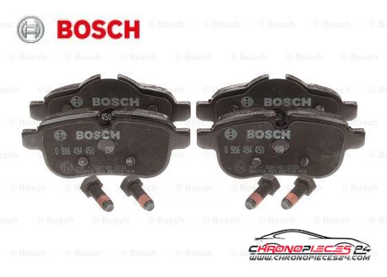 Achat de BOSCH 0 986 494 450 Kit de plaquettes de frein, frein à disque pas chères