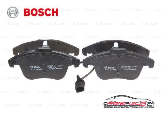 Achat de BOSCH 0 986 494 538 Kit de plaquettes de frein, frein à disque pas chères