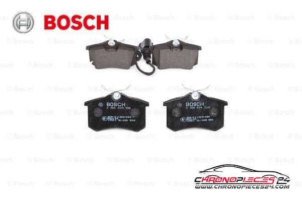 Achat de BOSCH 0 986 494 598 Kit de plaquettes de frein, frein à disque pas chères