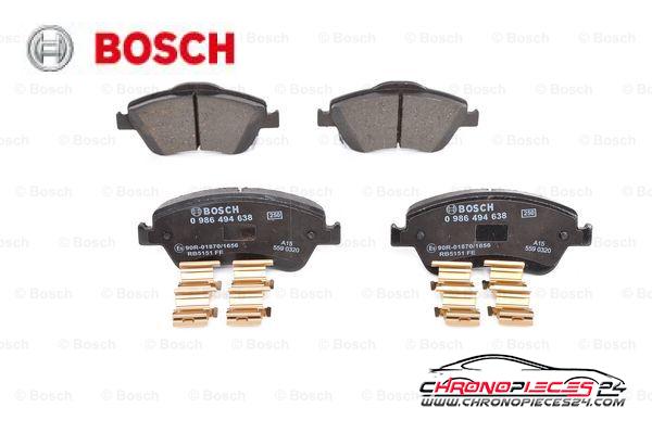 Achat de BOSCH 0 986 494 638 Kit de plaquettes de frein, frein à disque pas chères