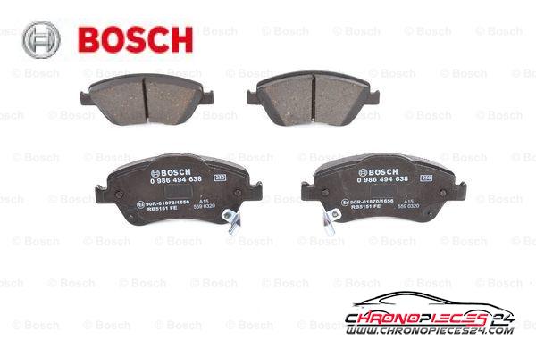 Achat de BOSCH 0 986 494 638 Kit de plaquettes de frein, frein à disque pas chères