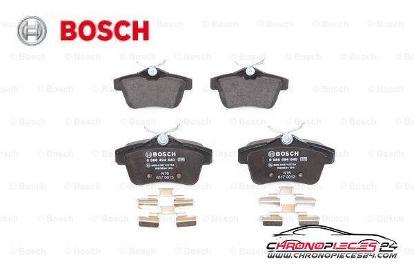 Achat de BOSCH 0 986 494 640 Kit de plaquettes de frein, frein à disque pas chères