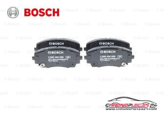 Achat de BOSCH 0 986 494 688 Kit de plaquettes de frein, frein à disque pas chères