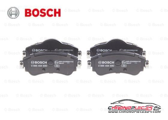 Achat de BOSCH 0 986 494 690 Kit de plaquettes de frein, frein à disque pas chères