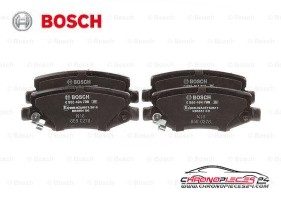 Achat de BOSCH 0 986 494 706 Kit de plaquettes de frein, frein à disque pas chères