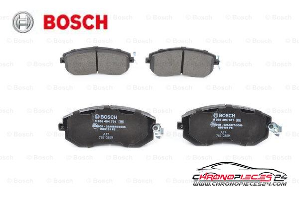 Achat de BOSCH 0 986 494 761 Kit de plaquettes de frein, frein à disque pas chères