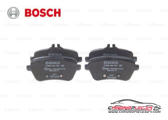 Achat de BOSCH 0 986 494 790 Kit de plaquettes de frein, frein à disque pas chères