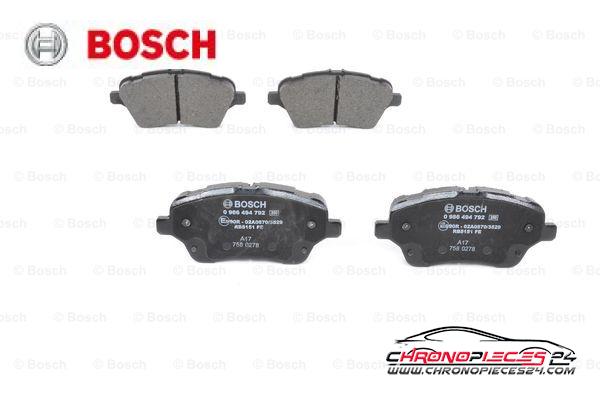 Achat de BOSCH 0 986 494 792 Kit de plaquettes de frein, frein à disque pas chères