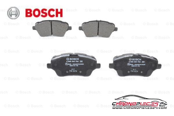 Achat de BOSCH 0 986 494 792 Kit de plaquettes de frein, frein à disque pas chères