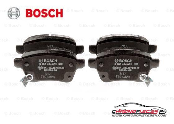 Achat de BOSCH 0 986 494 802 Kit de plaquettes de frein, frein à disque pas chères