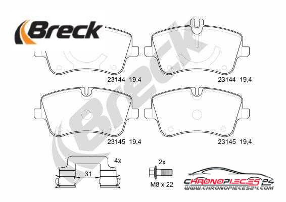 Achat de BRECK 23144 00 701 20 Kit de plaquettes de frein, frein à disque pas chères