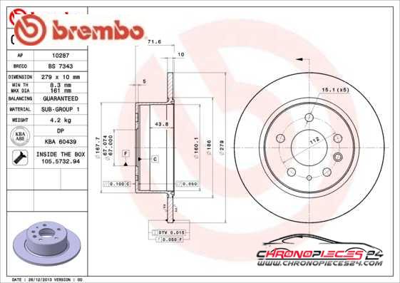 Achat de BREMBO 08.1395.40 Disque de frein pas chères