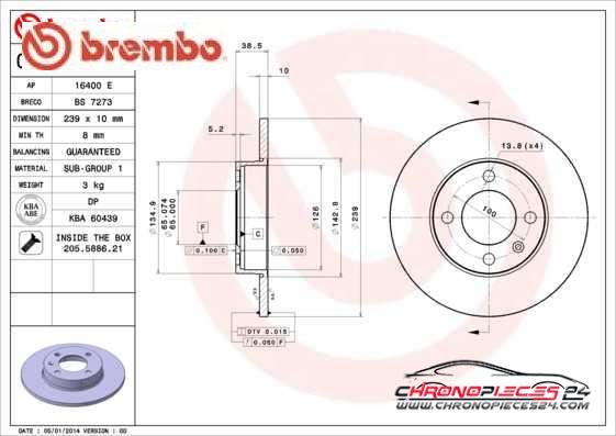 Achat de BREMBO 08.2631.34 Disque de frein pas chères