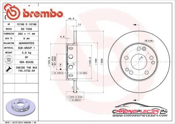 Achat de BREMBO 08.2950.24 Disque de frein pas chères