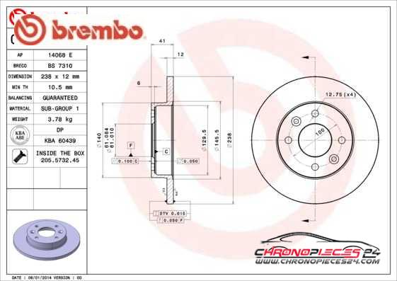 Achat de BREMBO 08.2958.14 Disque de frein pas chères