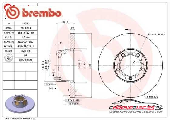 Achat de BREMBO 08.2982.10 Disque de frein pas chères