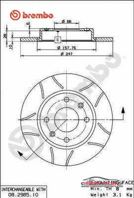 Achat de BREMBO 08.2985.75 Disque de frein pas chères