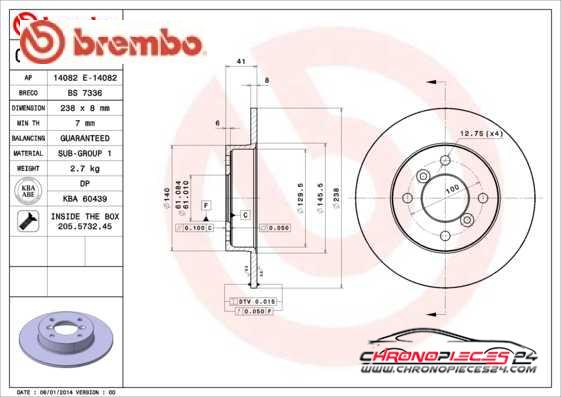 Achat de BREMBO 08.3147.14 Disque de frein pas chères