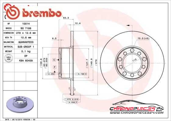 Achat de BREMBO 08.3189.20 Disque de frein pas chères