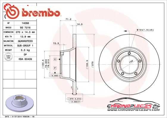 Achat de BREMBO 08.3637.10 Disque de frein pas chères