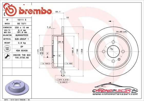 Achat de BREMBO 08.3947.24 Disque de frein pas chères