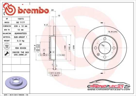 Achat de BREMBO 08.4177.10 Disque de frein pas chères