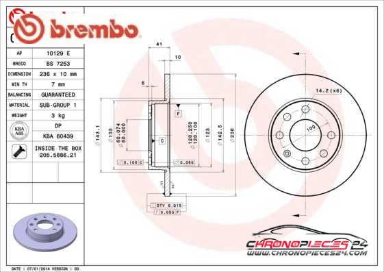 Achat de BREMBO 08.4250.14 Disque de frein pas chères