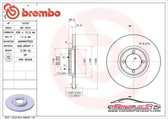 Achat de BREMBO 08.4472.10 Disque de frein pas chères