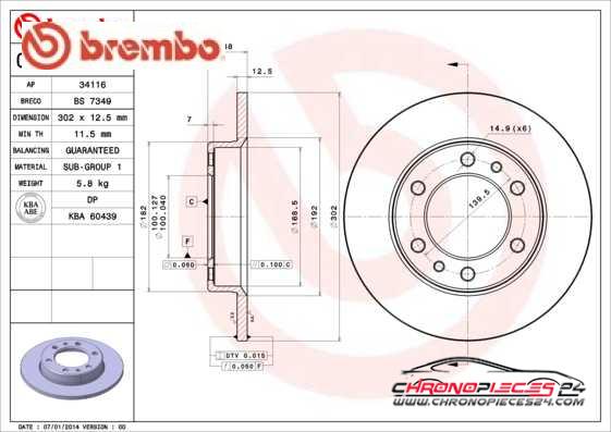 Achat de BREMBO 08.4504.20 Disque de frein pas chères