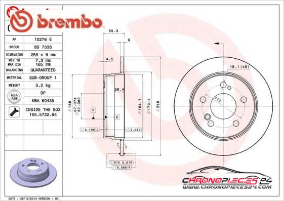 Achat de BREMBO 08.4738.14 Disque de frein pas chères