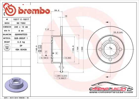 Achat de BREMBO 08.4874.14 Disque de frein pas chères