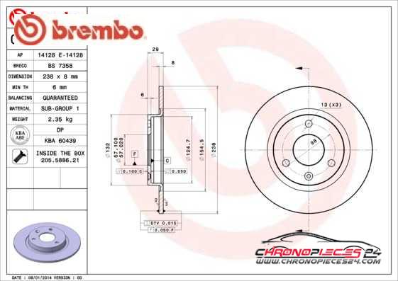 Achat de BREMBO 08.4929.14 Disque de frein pas chères