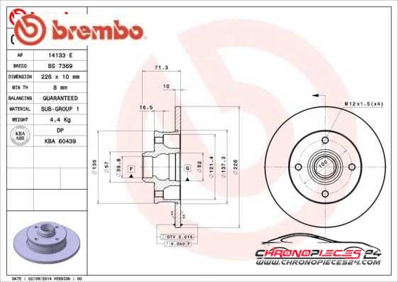 Achat de BREMBO 08.5005.14 Disque de frein pas chères