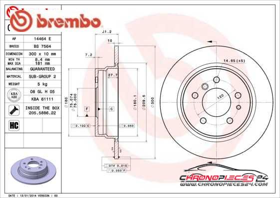 Achat de BREMBO 08.5174.34 Disque de frein pas chères